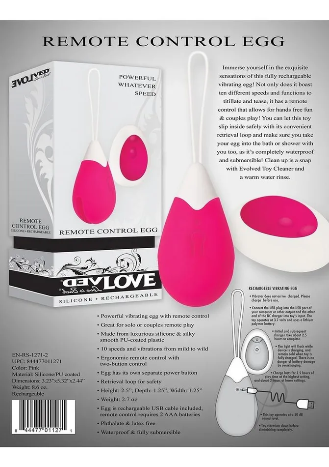 Evolved Vibrators Rechargeable Egg Pink