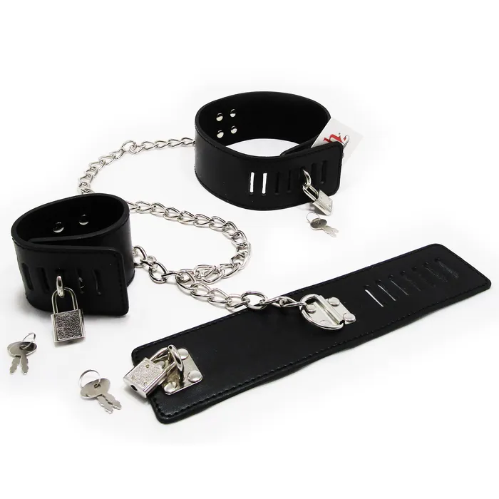 Fetish Pleasure Play Collar wWrist Restraints Castle Megastore Couples