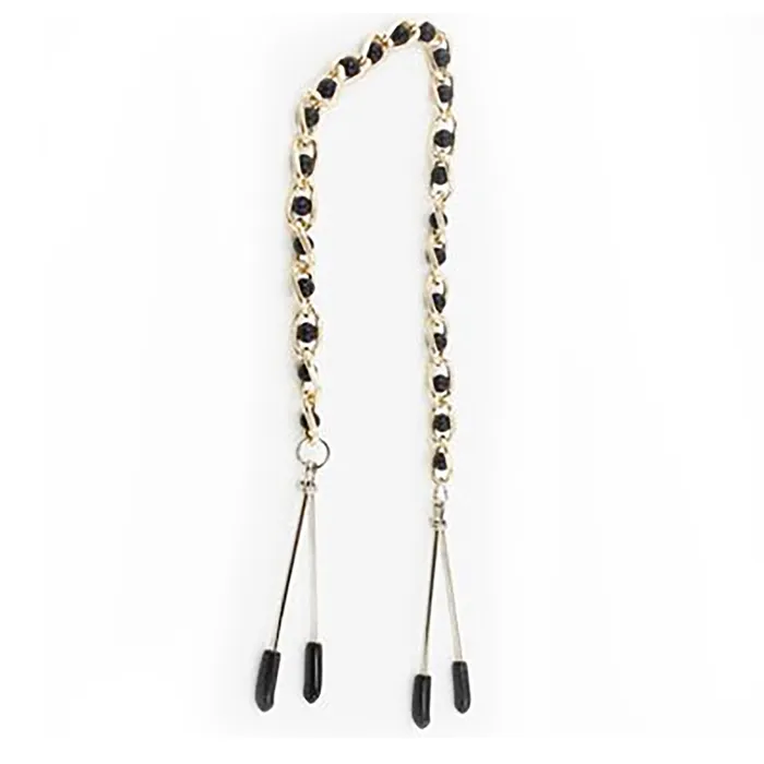 Fetish Pleasure Play Tweezer Nipple Clamps wChain and Black Pearls Castle Megastore Couples