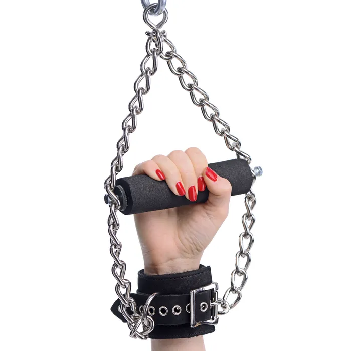 Fur Lined Nubuck Leather Suspension Cuffs With Grip XR Brands Restraints