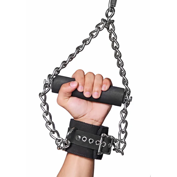 Fur Lined Nubuck Leather Suspension Cuffs With Grip XR Brands Restraints