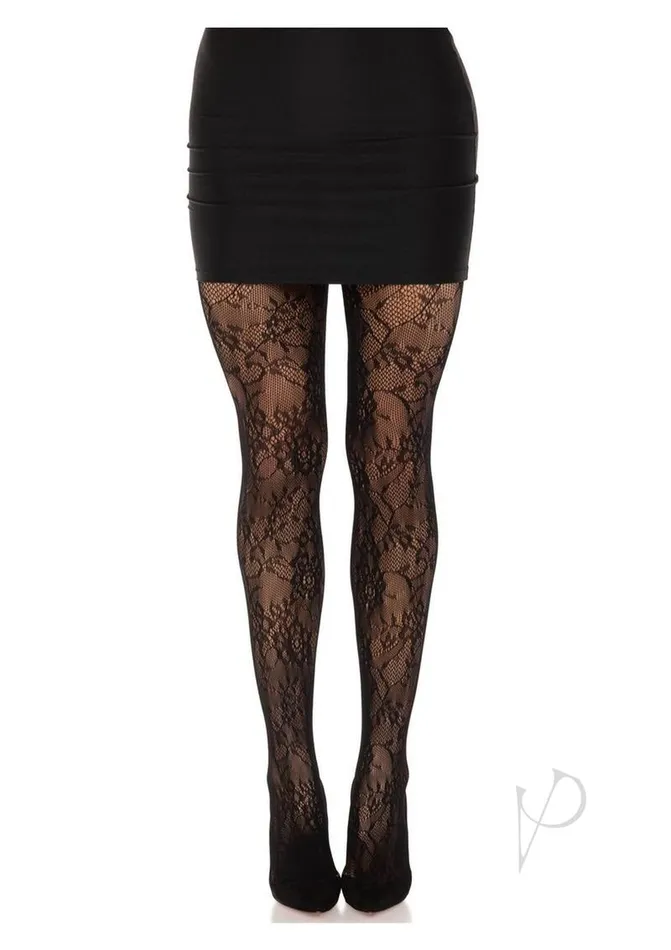 Garden Rose Lace Tights Os Blk Leg Avenue Vibrators