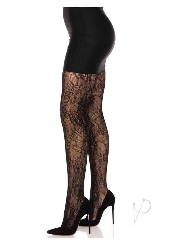 Garden Rose Lace Tights Os Blk Leg Avenue Vibrators