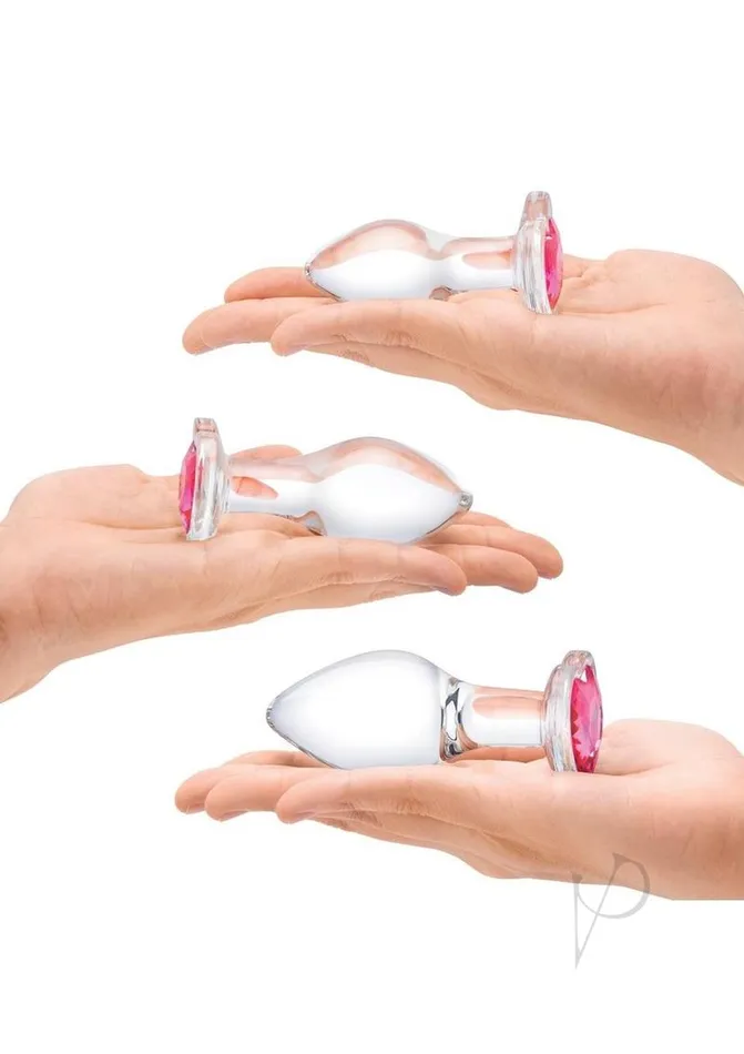 Heart Jewel Glass Anal Training 3pc Clr Glas Anal Heart Jewel Glass Anal Training 3pc Clr Glas Anal