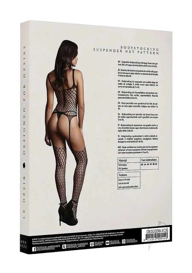 Le Desir Bodystockings Playsuits Fence Suspender Bodystocking Os Blk