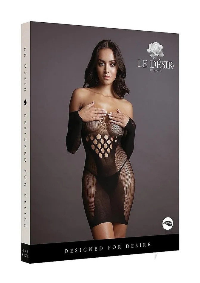 Le Desir Female Sex Toys Long Sleeved Mini Dress Os Blk